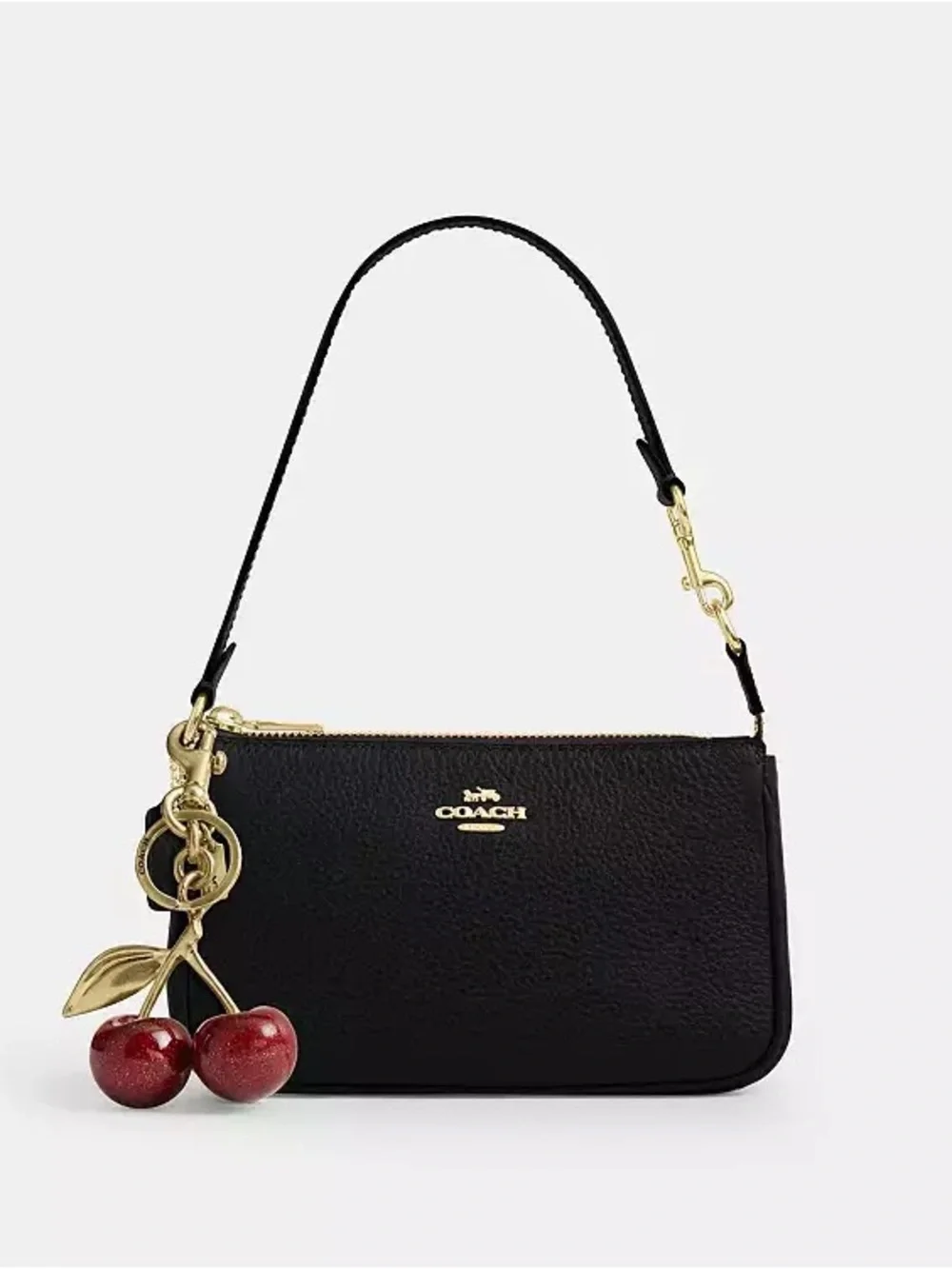 Coach Black Leather Shoulder Bag with Gold Hardware - Picture 4 of 6